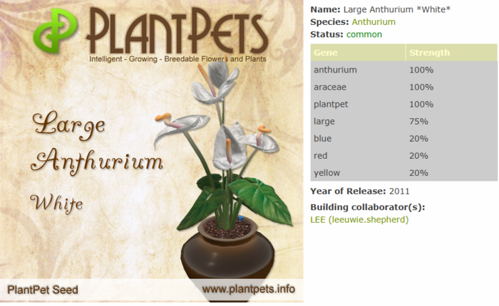 PlantPet Seed [Large Anthurium *White*]