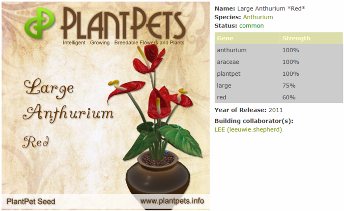 PlantPet Seed [Large Anthurium *Red*]