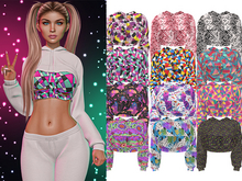 Anya Cropped Hoodie 2.0 [80s Pack] - Maitreya Lara • LaraX • Petite • PetiteX • Legacy • Reborn Tops
