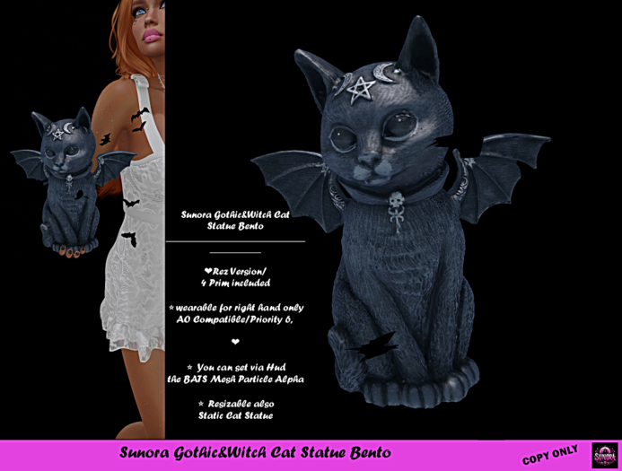 Sunora Gothic&Witch Cat Statue Bento