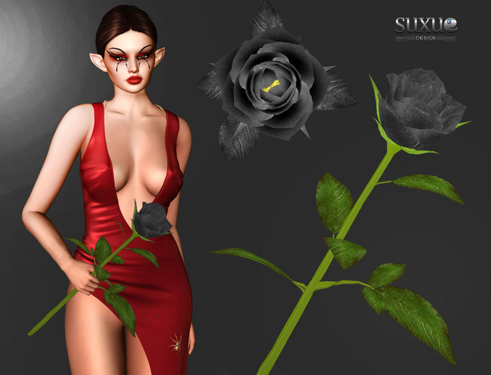 ! SuXue ! Mesh Rose Smelling / Holding Animation Black Transfer