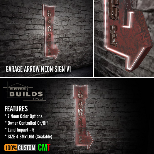[TWC] - Garage Arrow Neon Sign V1