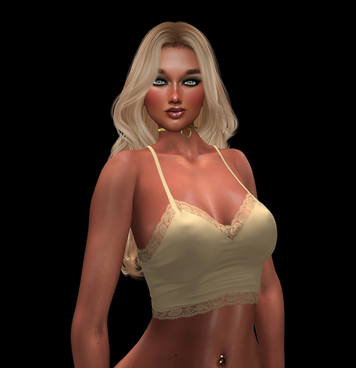 Beige Cropped Tank Titia with Lace