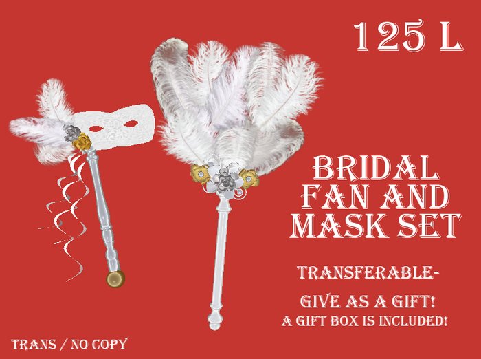 Bridal / Wedding Fan and Mask - Set