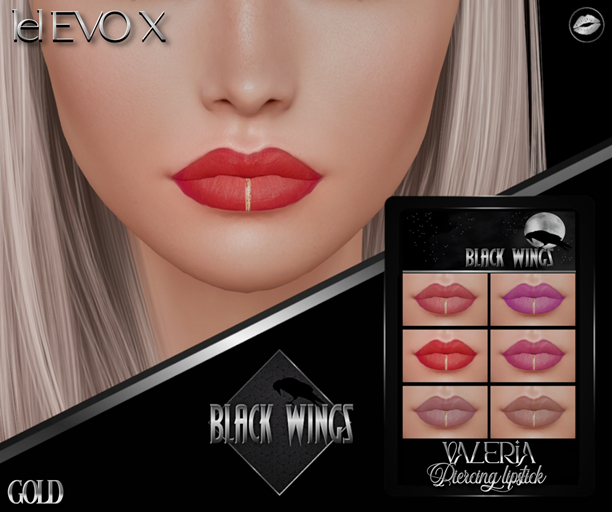 BLACK WINGS-VALERIA GOLD PIERCING LIPSTICK 6 COLORS HUD