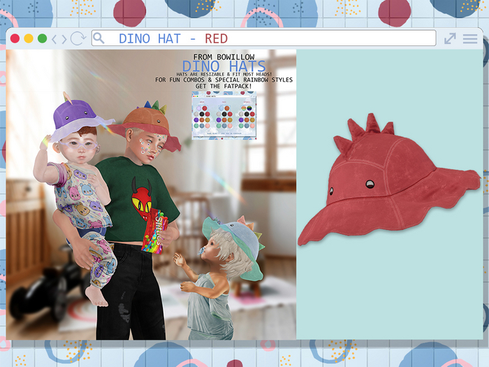 BoWillow - Dino Hat - Red