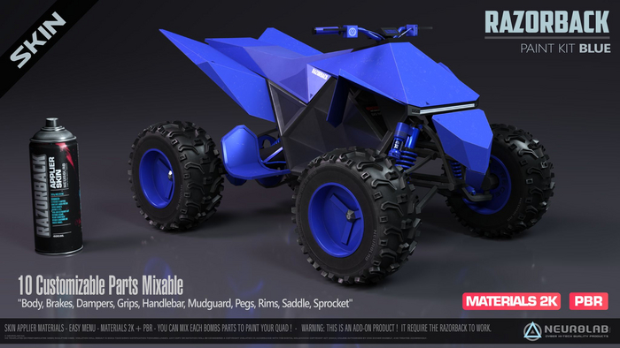 Second Life Marketplace - RAZORBACK SKIN APPLIER (BLUE + PBR) [NeurolaB ...