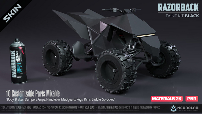 RAZORBACK SKIN APPLIER (BLACK + PBR) [NeurolaB Inc.]