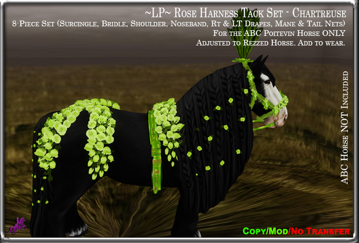~LP~ Rose Harness Set (ABC Poitevin) BOXED Chartreuse