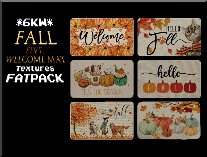 *6KW* FULL PERM Fall Five Welcome Mat Textures FATPACK