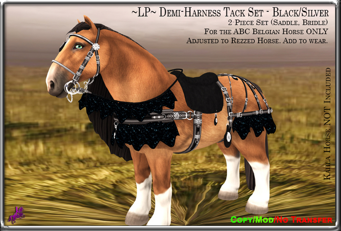 ~LP~ Demi-Harness Tack Set (BOXED) ABC Belgian Black/SIlver
