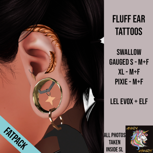 Angry Unicorn - Fluff Ear Tattoo Fatpack