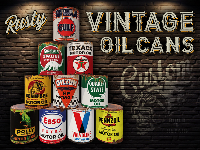 Rusty Vintage Motor Oil Cans