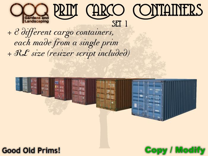 8 Low Lag Sim Filler Shipping Containers - OPQ Cargo Containers Set 1