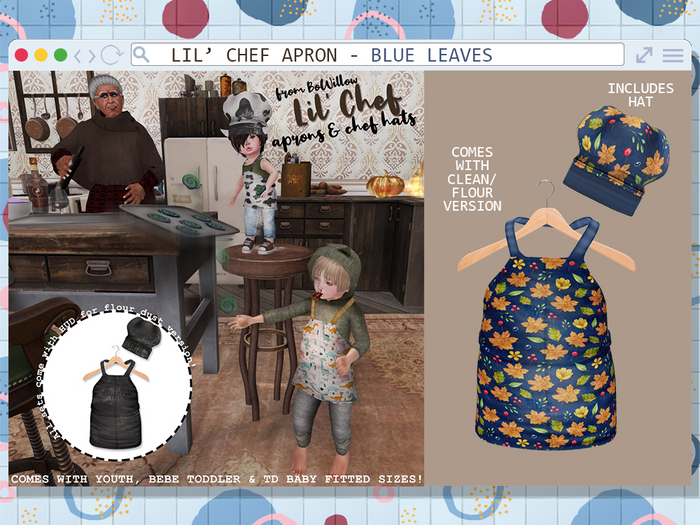 BoWillow - Lil Chef - Blue Fall Leaves