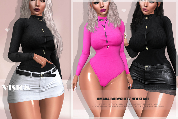 {ViSion} // Amara Bodysuit / Necklace - FATPACK - MaitreyaX, PetiteX, Legacy, Perky, Bombshell, Reborn, Waifu, Freya...