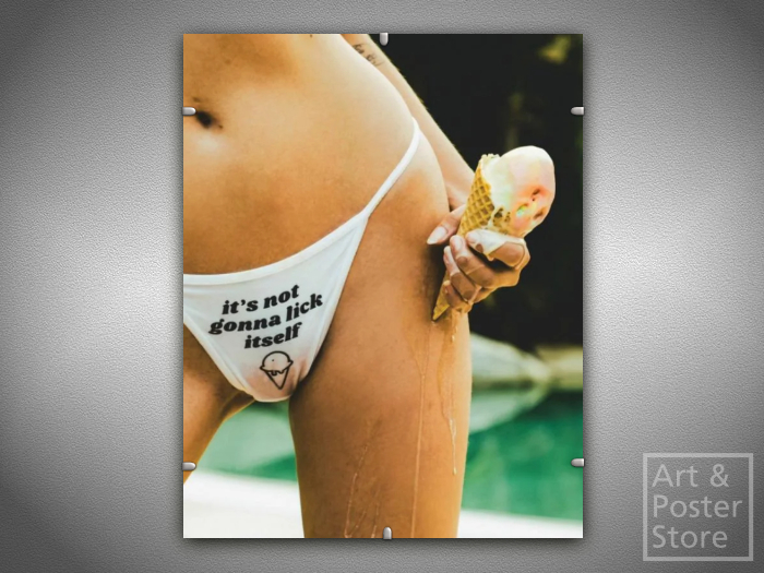 Ice Cream | Risqué Art Poster | Mesh Clip Frame 