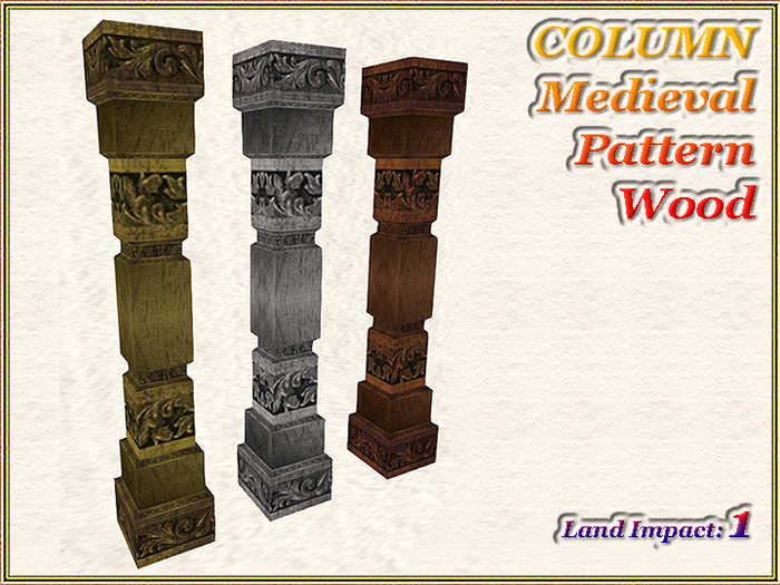 COLUMN - Medieval Pattern Wood (1 LI) (Full perm)