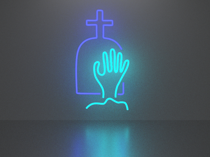 Hand 1 Halloween neon sign Full Permission