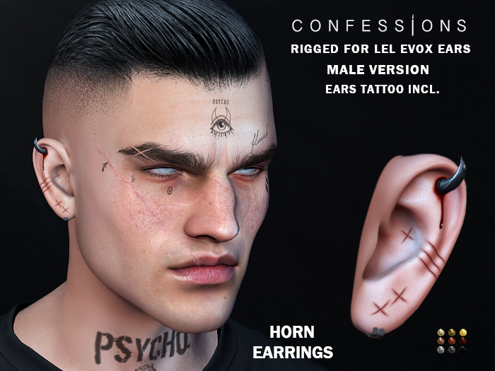 -C - Horn Earrings EVOX (Male Version ) Rigged 