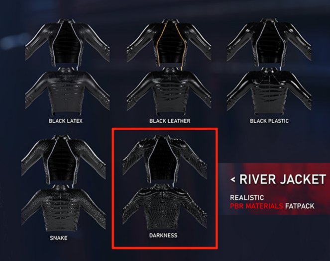 +ABYSSAL>> RIVER JACKET>> PBR MATERIALS DARKNESS-