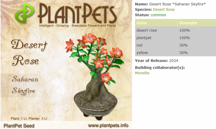 PlantPet Seed [Desert Rose *Saharan Skyfire*]