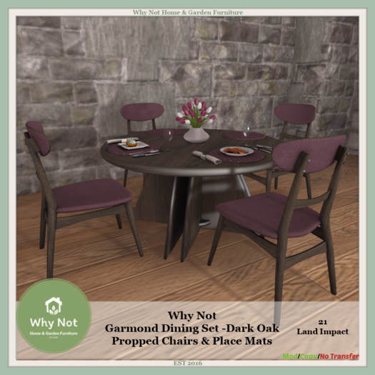 Why Not - Garmond Dining Set -Dark Oak-Boxed