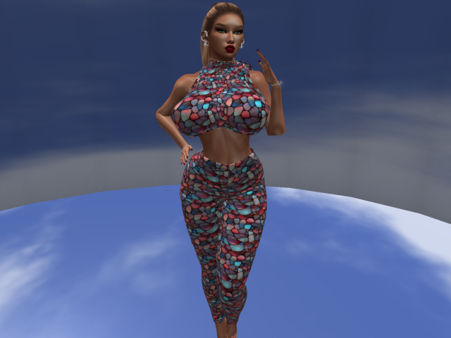 KOKO'S CLOSET STAINED GLASS RED PEBBLES PANTS/TOP OUTFIT