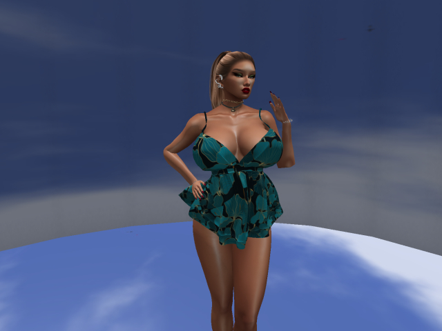 KOKO'S CLOSET TEAL ON BLACK FLORAL BABYDOLL OUTFIT