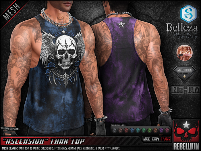 = REBELLION = "ASCENSION" TANK TOP (Legacy, Gianni, Jake, Aesthetic, Kario)
