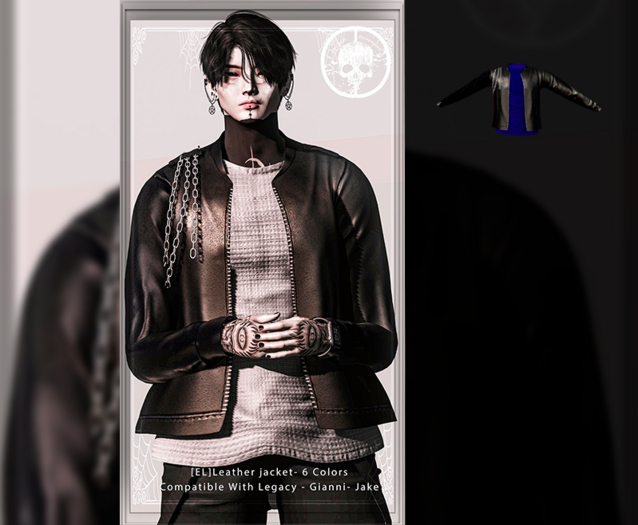 [EL]Leather jacket Blue