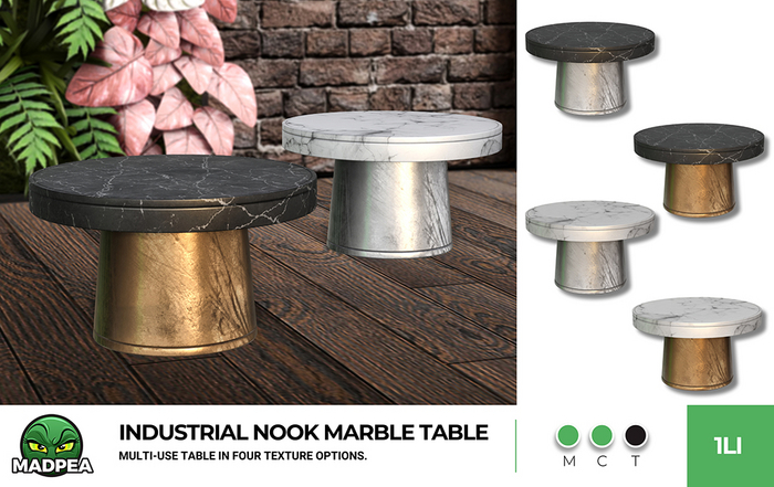 MadPea Industrial Nook Marble Table