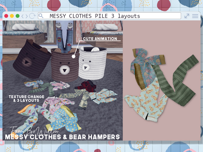 BoWillow - Messy Floor Clothes - 3 styles