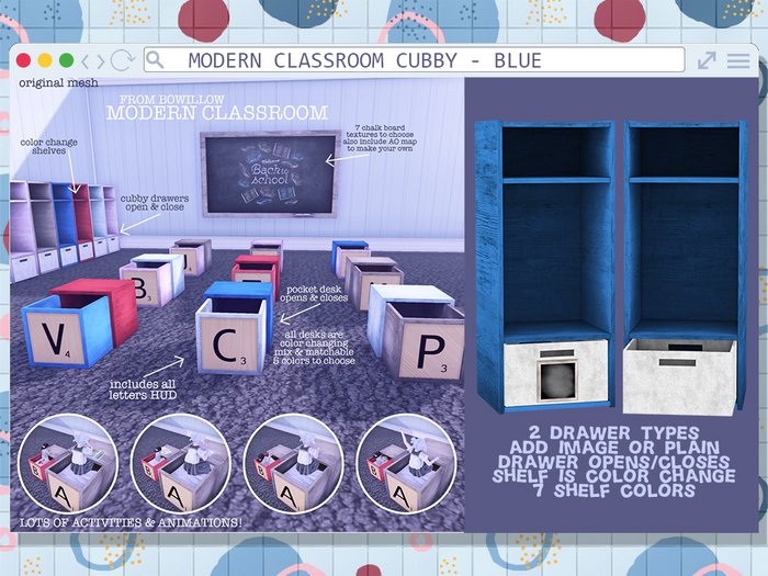 :BoWillow: Modern Classroom - Cubby - Blue