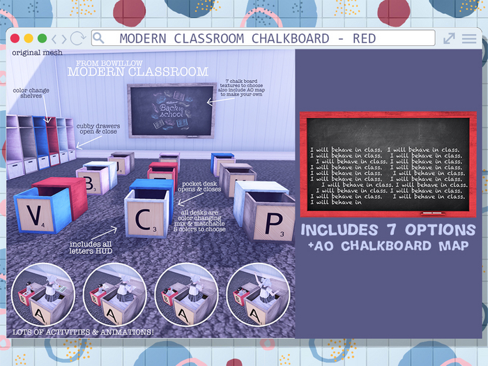 :BoWillow: Modern Classroom - Chalkboard - Red