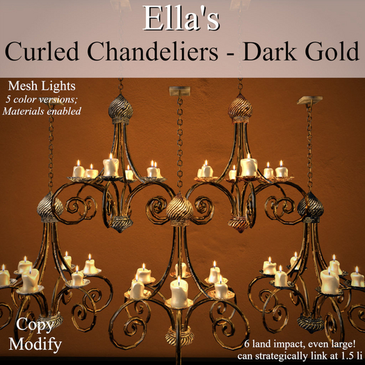 Ella's Curled Chandeliers - Dark Gold