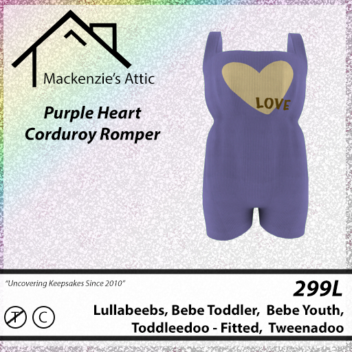 [M.A.] Purple Heart Corduroy Rompers