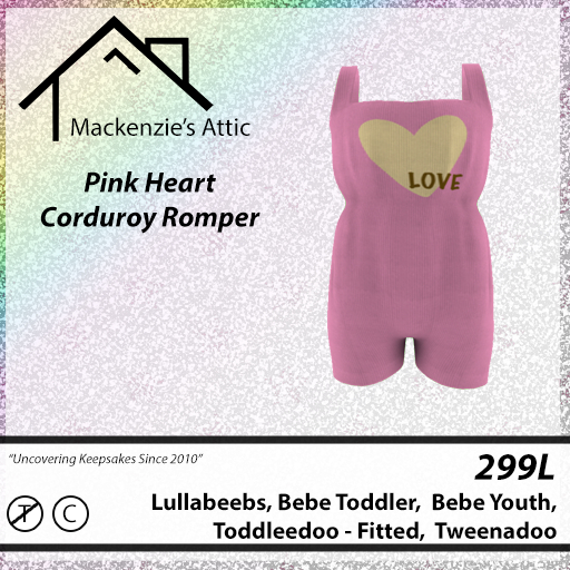 [M.A.] Pink Heart Corduroy Rompers