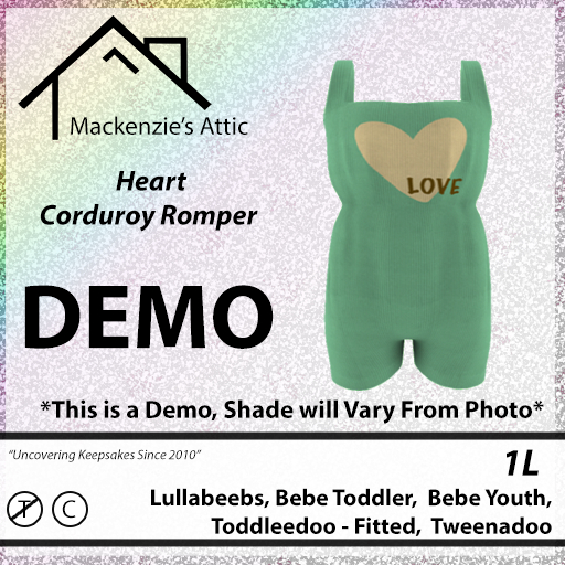 [M.A.] DEMO Heart Corduroy Rompers