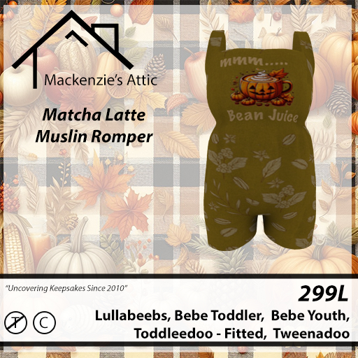 [M.A.] Matcha Latte Muslin Rompers