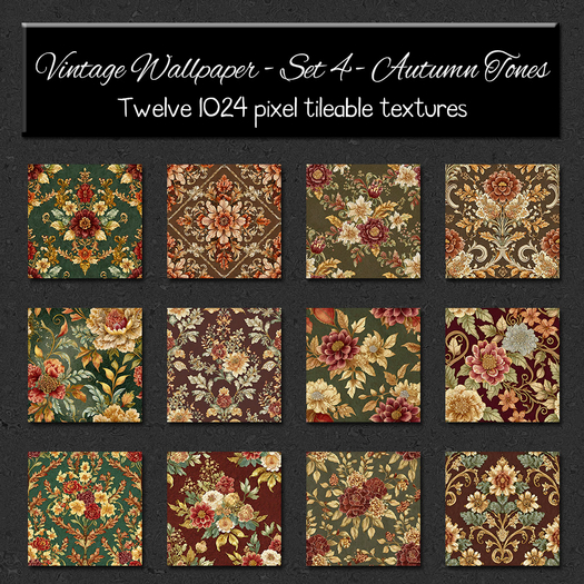 *Wallflowers* Vintage Wallpaper - Set 4 - Autumn Tones