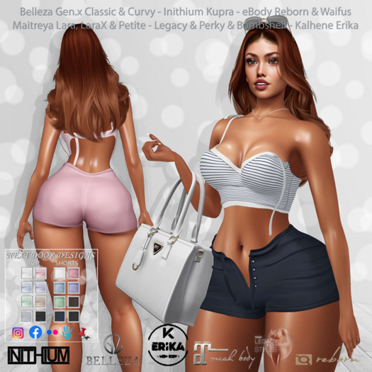 Faith Top & Shorts Fatpack: Belleza Gen.X - Inithium Kupra - eBody Reborn & Waifu - Maitreya LaraX - Legacy Bombshell