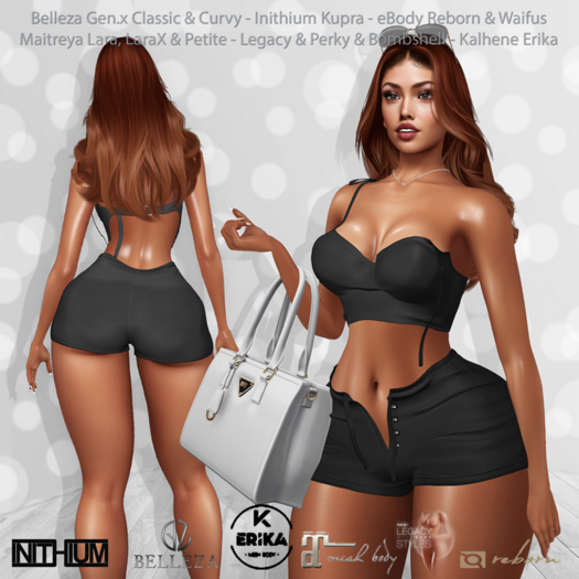 Faith Top & Shorts Black: Belleza Gen.X - Inithium Kupra - eBody Reborn & Waifu - Maitreya LaraX - Legacy Bombshell