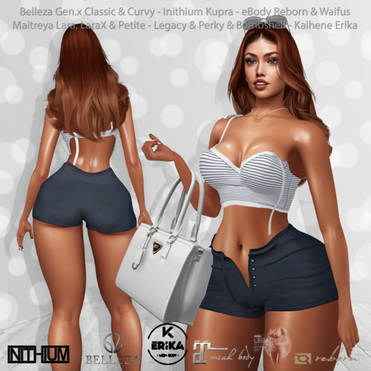 Faith Top & Shorts Navy: Belleza Gen.X - Inithium Kupra - eBody Reborn & Waifu - Maitreya LaraX - Legacy Bombshell