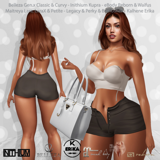 Faith Top & Shorts Brown: Belleza Gen.X - Inithium Kupra - eBody Reborn & Waifu - Maitreya LaraX - Legacy Bombshell