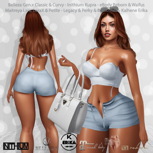 Faith Top & Shorts Blue: Belleza Gen.X - Inithium Kupra - eBody Reborn & Waifu - Maitreya LaraX - Legacy Bombshell