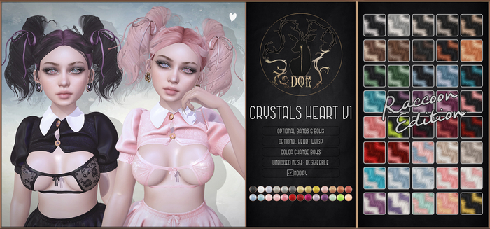 . Doe . Crystals Heart V1 . Raccoon .