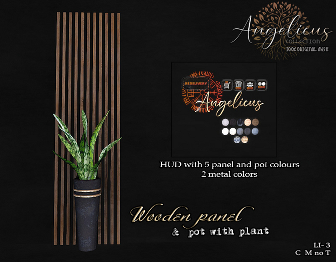 .AngelicUs. Wooden panel &  pot with plant   