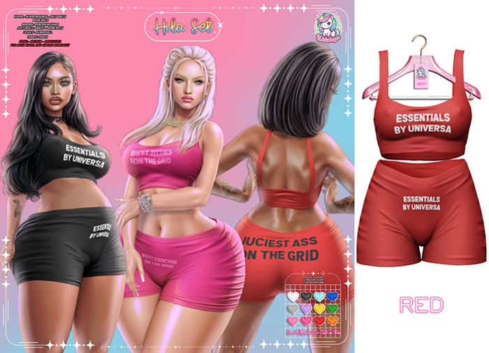 #UNIVERSA - Hila Set - RED - Kupra - LaraX - Reborn - Peach - Legacy - Waifu Juicy Bork Mounds Bombshell Preggy