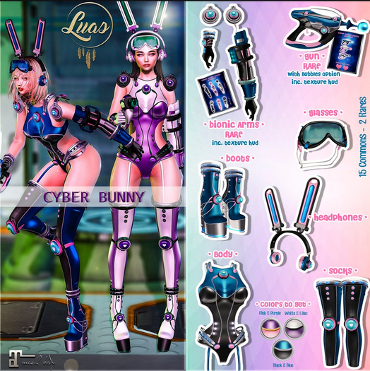 Luas Cyber Bunny Pink & Purple Complete Set + RARE MAITREYA